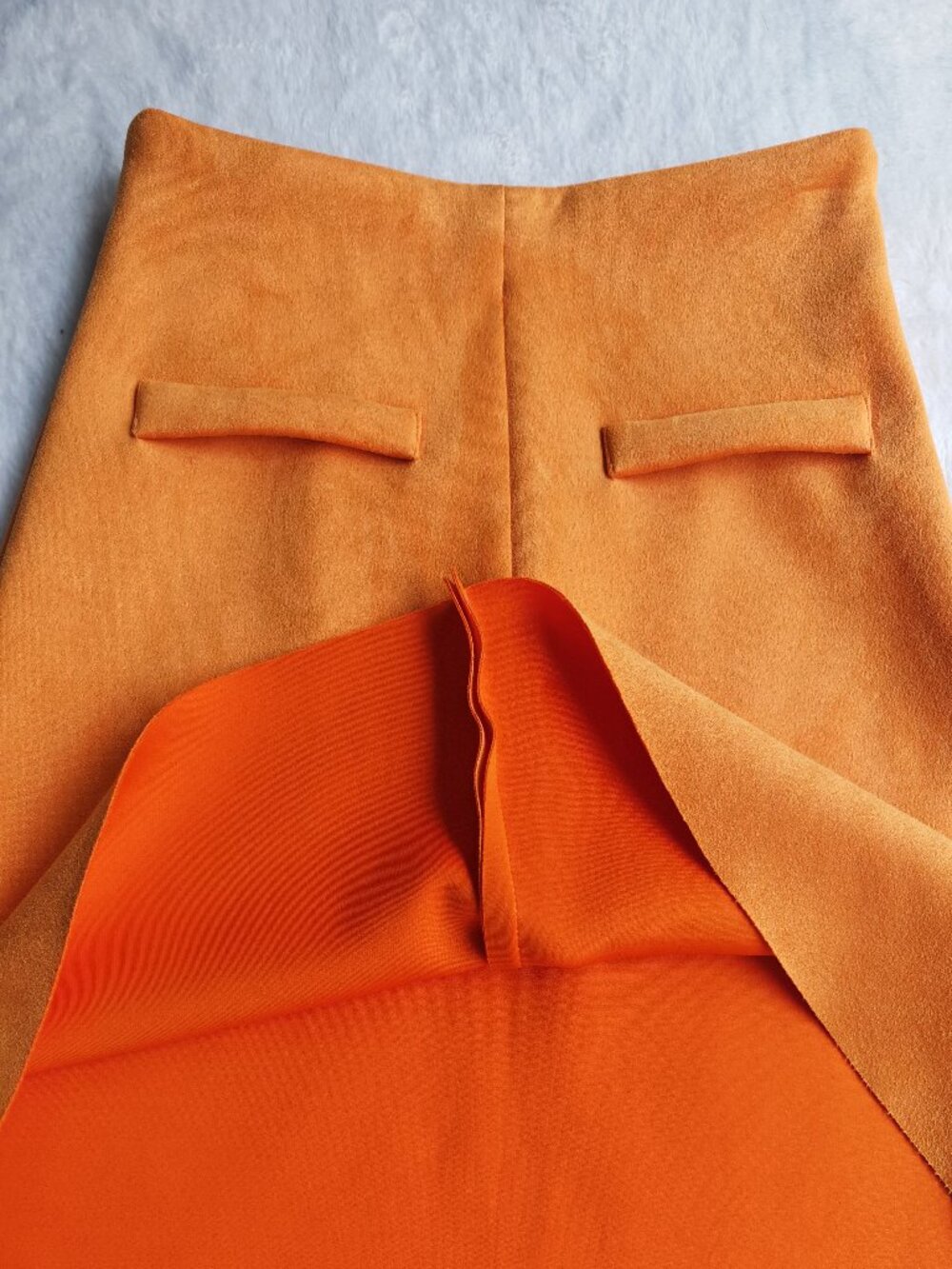 ZARA Orange A-Line Mini Skirt S Suede Look High Waist Retro Chic Fall Outfit - Picture 4 of 10